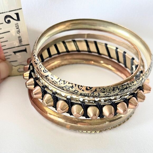 Set of 6 Gold-Tone Bangles - Picture 6 of 8